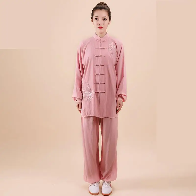 Abito Da Donna In Lino Di Cotone Tai Chi Femminile Kung Fu Wushu Arti Marziali Uniforme Performance Giacca Pantaloni Abbigliamento Sportivo Orientale