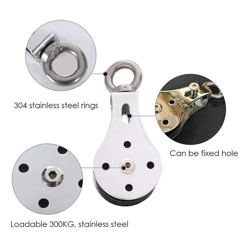 Fitness Pulley Cable 360 Degree Rotation Stainless Steel Attachment DIY Home Gym Pulley System
