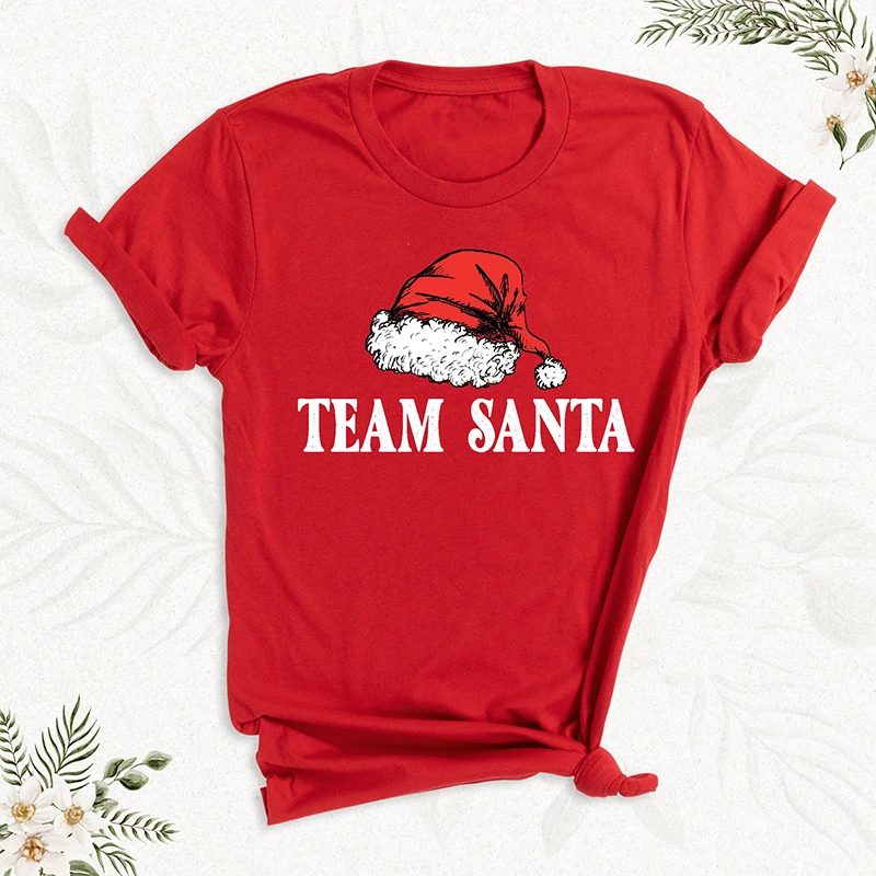 

Футболка женская хлопковая с графическим принтом «Team Santa»