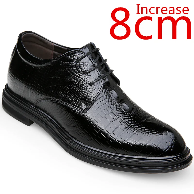 

Men Dress Height-increased 8cm Invisible Height-increasing Shoes Thick-soled British Elevator Shoes Business Derby Shoes for Men