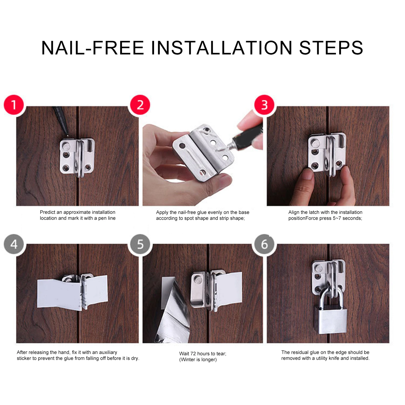 Door Bolts Buckles with Screw Stainless Steel Latch Hasp Door Locks Security Locks for Bedroom Drawer Window door latch