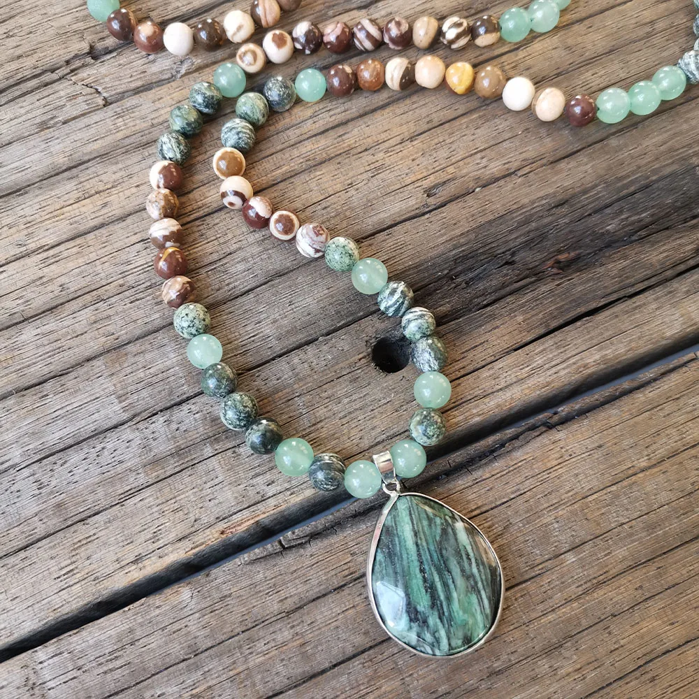 8mm Jade Pendant,Green Aventurine Stone Beads,Green Zebra Jasper Prayer Bracelet,Optimism Necklace Jewelry,Meditation Beads