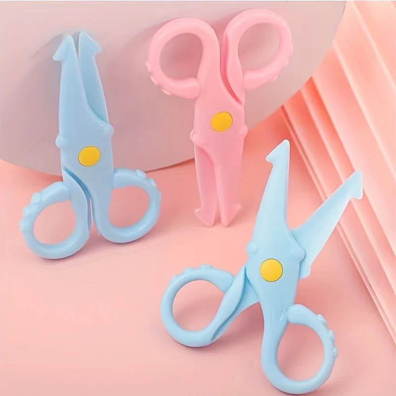 Stationery Scissors Soft Handle Scissors Portable Scissors Cutter 1/2pcs cute squid scissors mini plastic scissors student hand cut paper-cut stationery children