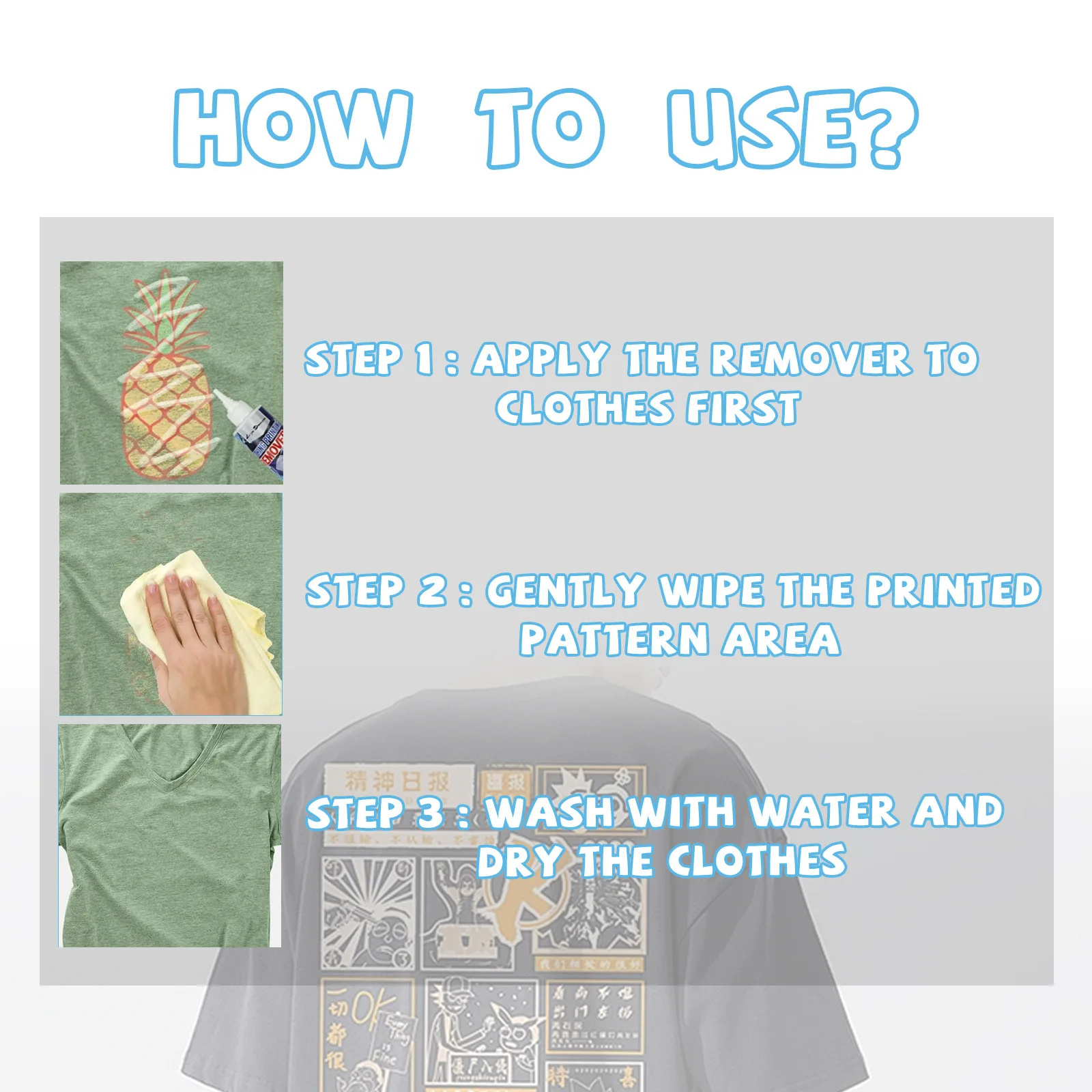 Clothing Printing Remover Clothing Cleaning Fabric Printing Pattern Letter Cleaning Remover Protect Clothing Adhesive Remover