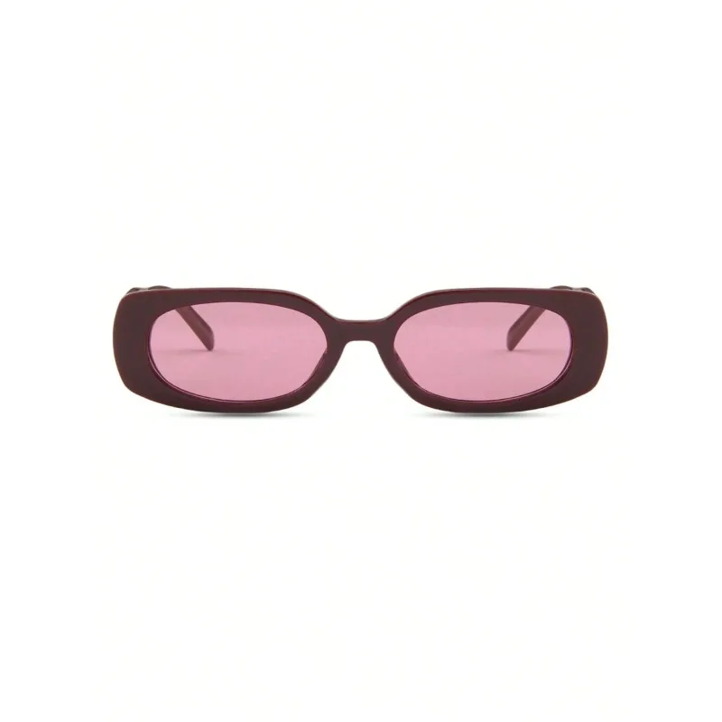 Red Long Rectangle Frame Retro Casual Fashion Ladies Sunglasses