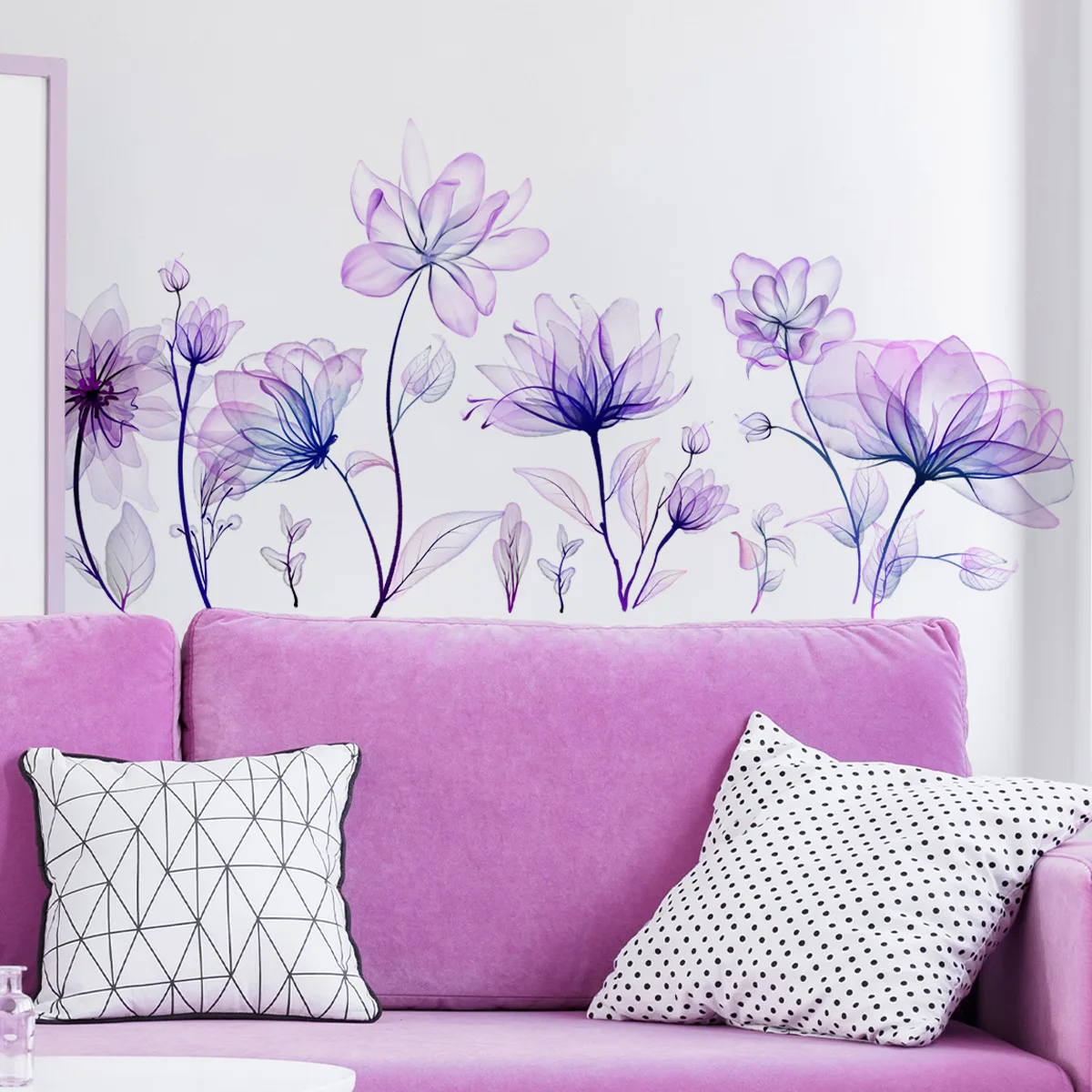 BeautifulPurpleFlowerWallStickersforLivingRoomBedroom