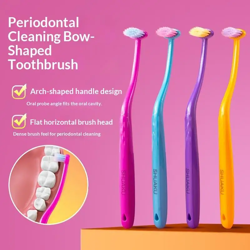 성인과 어린이의 치아 교정기 치과 임플란트에 적합한 작은 팁이 있는 2Pcs 치아 교정용 부드러운 칫솔