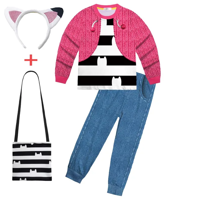 Babay Girls House Costume pyjama Gab Cat pour enfants, t-shirt à manches longues + pantalon, ensemble bandeau, chemises de nuit pour Halloween 1