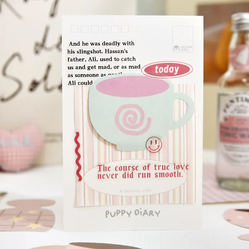 Korean Aesthetic Sticky Notes Set - Cute Decorative Journaling and Scrapbooking Stationery