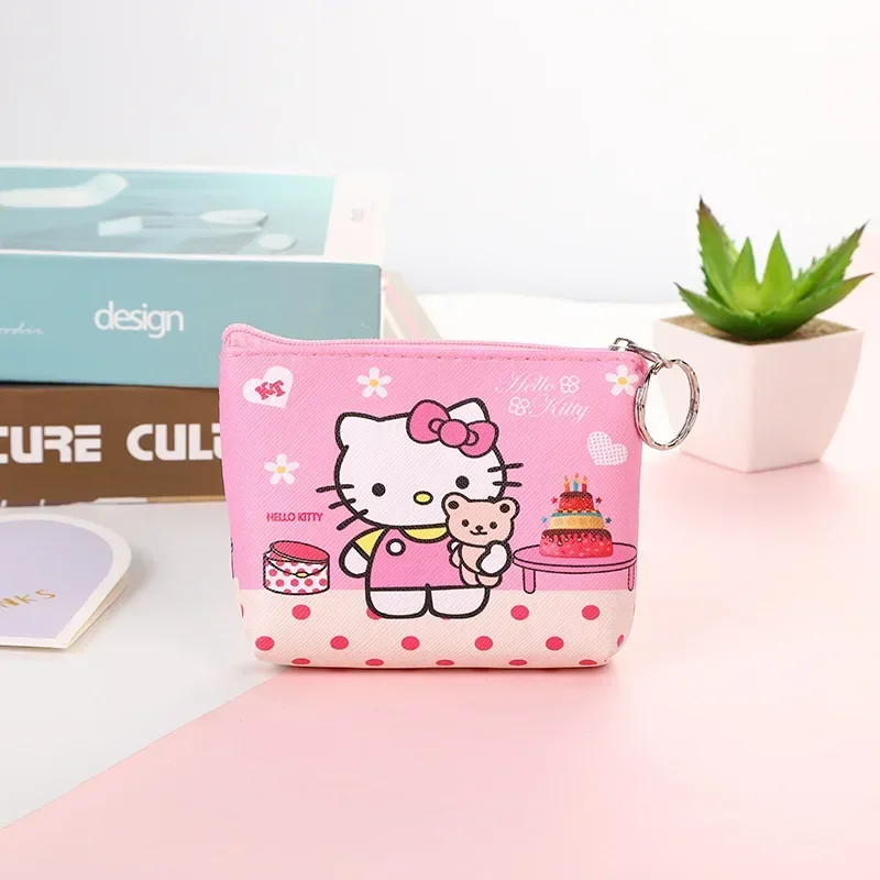 Hello Kitty Purse Coin Purses Cartoon Animals PU Melody Cute Wallet Bag Keychains Storage Bag Sanrio Kuromi Kawaii Mini Pouch