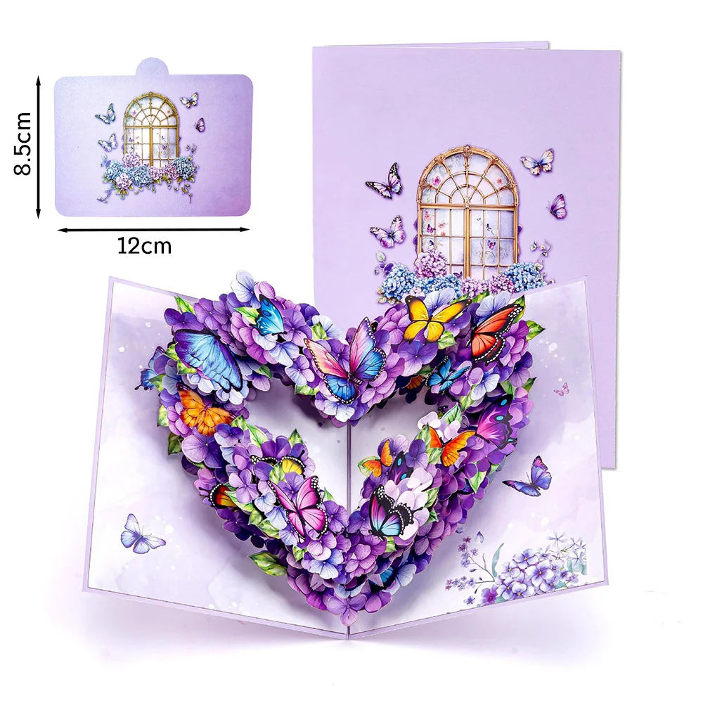 Tarjeta Emergente, Mariposa Y Flor 3D Con Sobre Para Cualquier