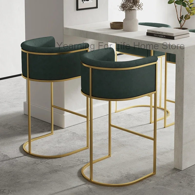 Nordic Design Pink Ergonomic Bar Chairs Accent Desk Luxury Bar Chairs High Counter Stool Cadeira Alta Salon Furniture YX50BC