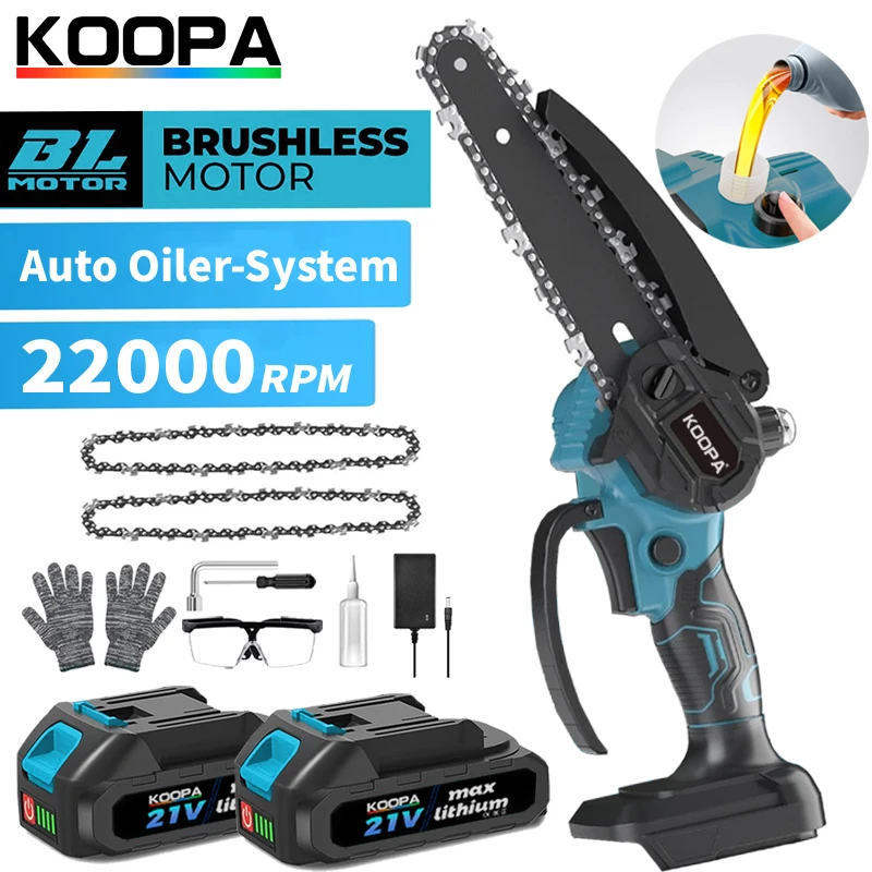 Koopa 마키다 18V 배터리에 적합한 휴대용 6인치 브러시리스 충전식 체인톱..