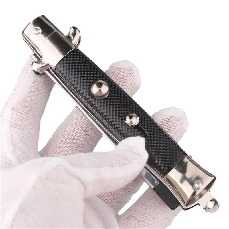 Switch blade comb automatic push button folding barber comb portable metal spring jump brush mens pocket salon beauty tool