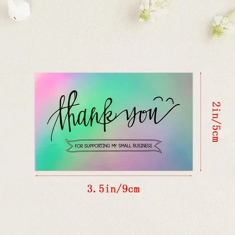 50pcs/set Laser Thank You Card for Small Business Supplies,Thank You Order Card,Thank Cards for Wedding Baby Shower Bridal