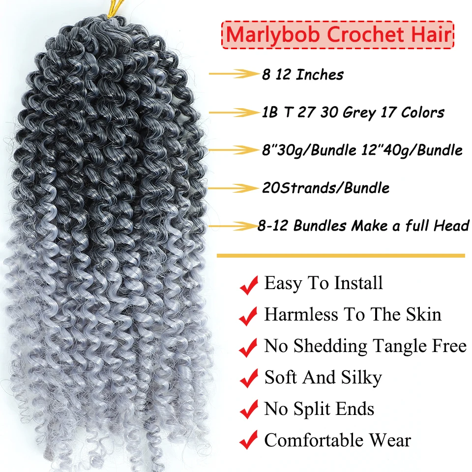 Short Synthetic Hair Styles Passion Twist Marlybob Hair Natural Brown Color  Marlybob Crochet Hair Kinky Curly for Black Women