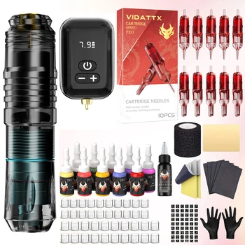 VIDATTX Tattoo Kit Lightweight Tattoo Pen Kit For Permanent Makeup Tattoo Machine Kit PS090 Tattoo Power Supply Tattoo Kit 1