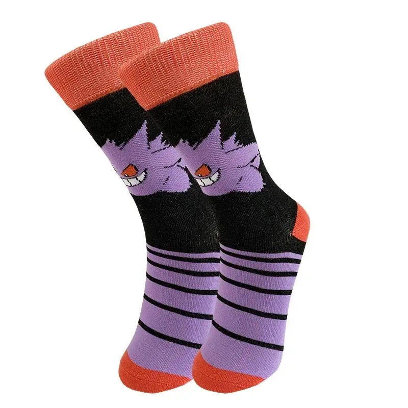 Pokemon Anime Series Medium Socks Cartoon Pikachu Gengar Eevee Cute Trend Long Socks Sweat Absorption Odorproof Children Gifts