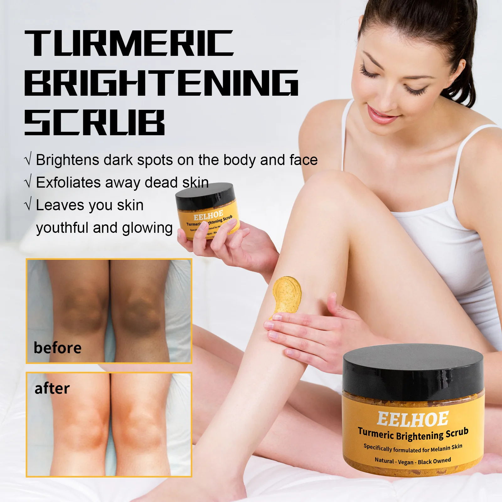 

Turmeric body scrub cleans skin keratin melanin whitening and moisturizing skin scrub body scrub exfoliating body scrub