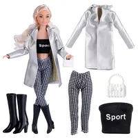 Vêtements de poupée 25 styles, robe en cuir, manteau à la mode, pull, chemise, tenue décontractée, Costumes de fête, accessoires de poupée, jouets pour enfants 5