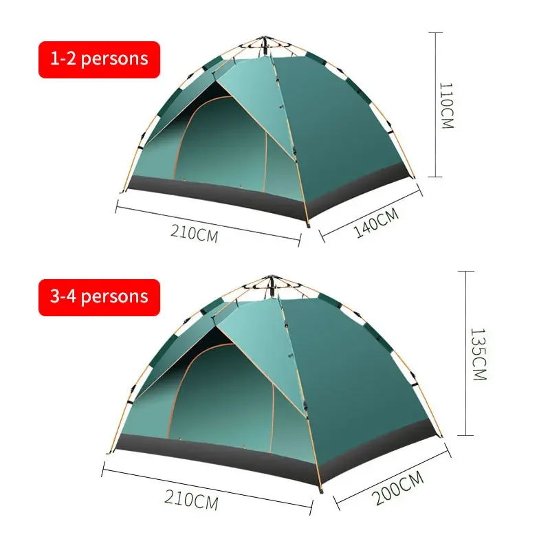 1-3-4 Person Outdoor Beach Tent Fully Quick Automatic Opening Tents Waterproof Canopy Camping Hiking Tent Family Travel Gear