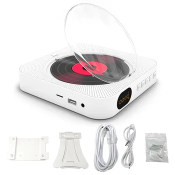 Portable CD Player Bluetooth Speaker Stereo CD Players LED Screen Wall Mountable CD Music Player with IR Remote Control FM Radio 4