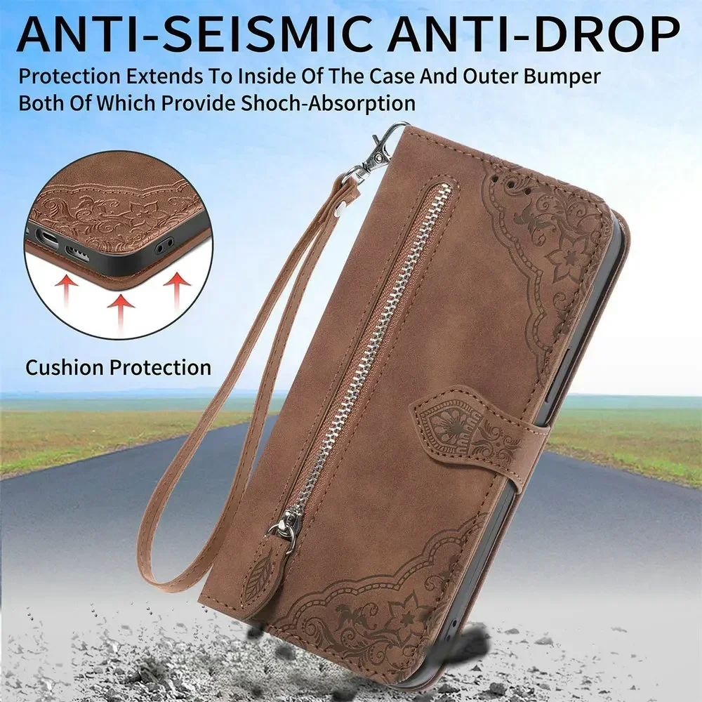 Luxury Zipper Leather Book  with 360° Protection and Flip Cover