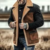 Men All Match Patchwork Lapel Collar Jackets Fashion Long Sleeve Lambwool Outwear Outdoor Winter Suede Retro Thick Woolen Coats 3