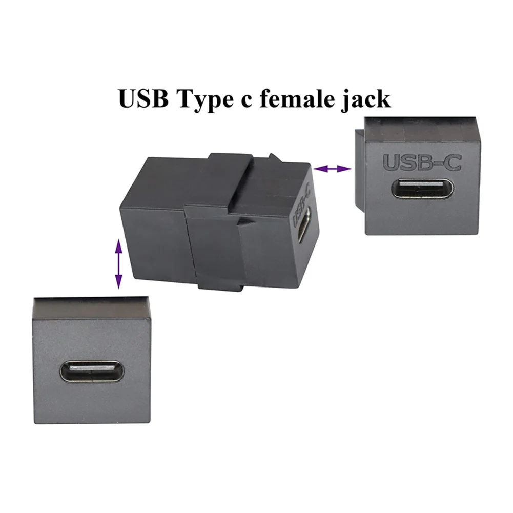 USB 3.1 C타입 키스톤 암에서 암 잭 커플러, 소켓 케이블 포트 익스텐션 커넥터, 벽 플레이트 콘센트용, 1-3 개