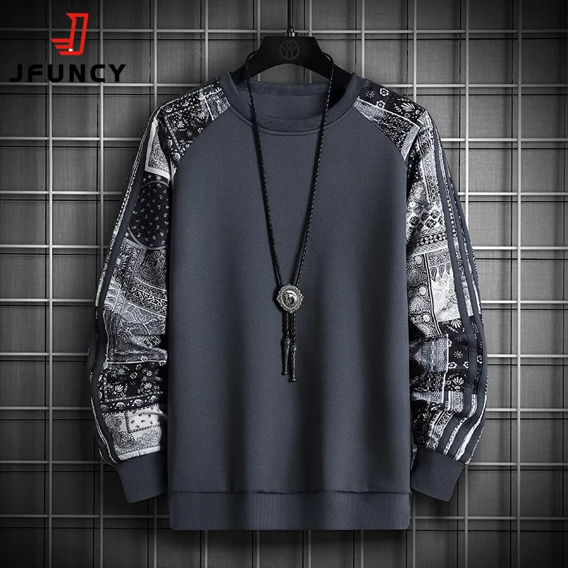 

JFUNCY 2022 New Autumn Sweatshirt for Men Camouflage Long Sleeve Hoodies Oversized O-Neck Pullover Male Streetwear Man Clothing