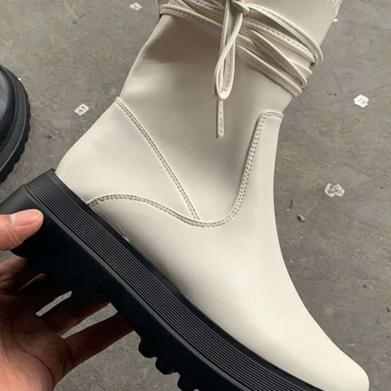 short Boots Women's Shoes  New Wild British Style Mid-tube Boots Thick-soled Short Boots Women Spring and Autumn Single Boots