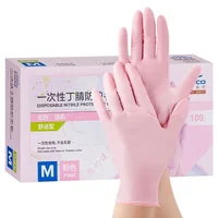20/50/100 Uds guantes de nitrilo rosa guantes de látex desechables sin polvo para limpieza del hogar salón de belleza trabajo 1