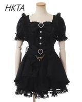 Liz Dress Set Women Outfit Japanese Cute Girl Mini Mass Production Sweet Bow Short Sleeve Lolita Cake Dress Shorts Two-piece Set - Image 2