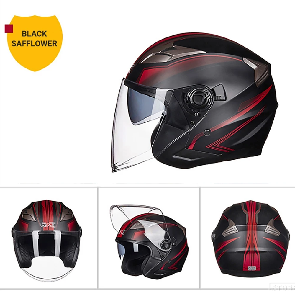 Casco Moto Aperto Mezza Faccia ABS – Leggero E Traspirante Con Doppia Lente, Fodera Lavabile Per Uomo E Donna