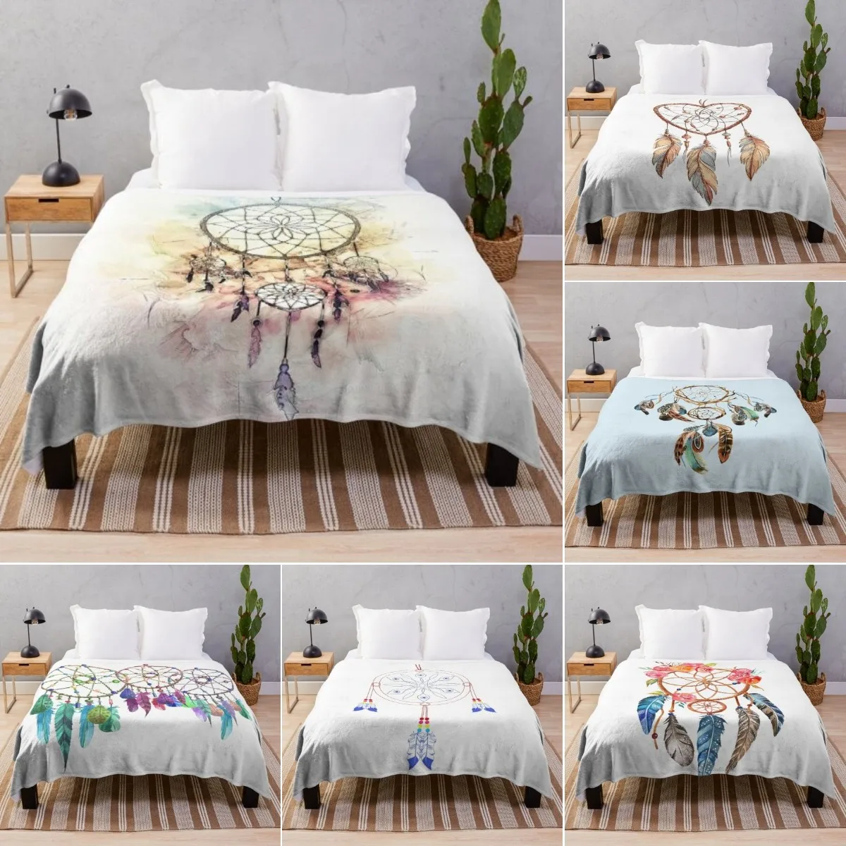 

Красочное супермягкое Флисовое одеяло Ловец снов в богемном стиле, легкое всесезонное теплое легкое одеяло