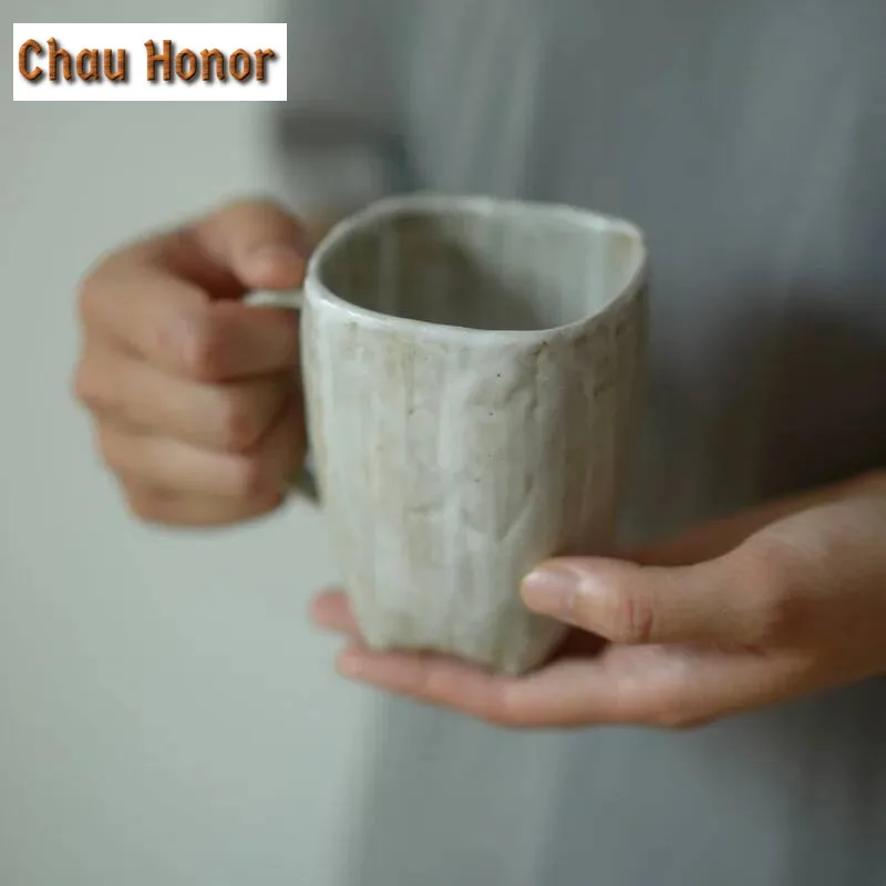 300ml Japanese-style Ceramic Coffee Mug Tumbler Retro Handmade Tea Milk Beer Mug with Handle Water Cup Home Office Drinkware