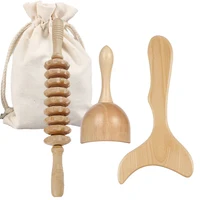 Wooden Massage Roller Tool Set, Lymphatic Drainage Massager Maderoterapia Kit, Manual Massage Tool for Body Massage Gua Sha Set 1