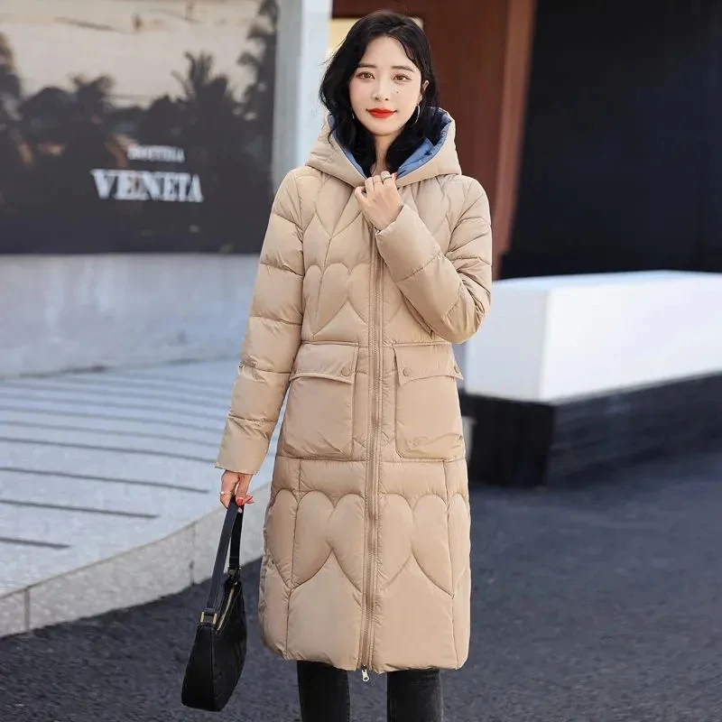 

2023 New Double-Sided Dressing Winter Jacket Women Down Cotton Jacket Loose OutwearLady Long Hooded Overcoat Warm Female Parkas