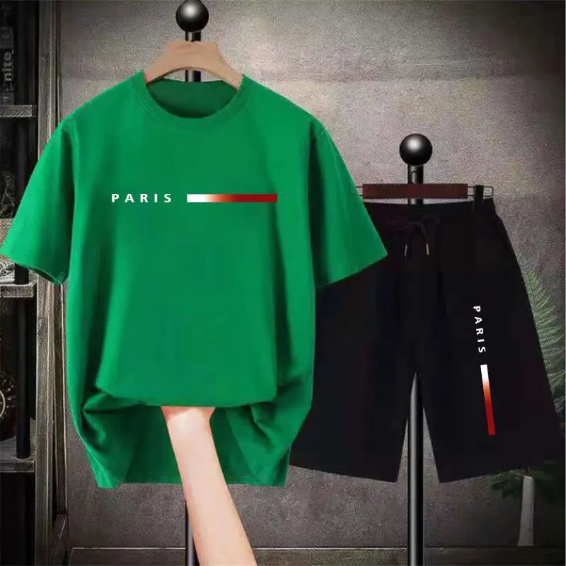 Men's Korean Fashion Two Piece Set Summer Short Sleeved T-shirt And Shorts Loose Sets Men Designer Clothes Tracksuits 2