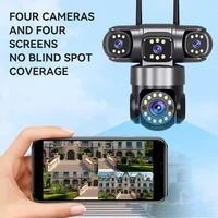 10K 20MP WIFI caméra IP extérieure 4 objectifs 4 écrans 16X Zoom CCTV caméras de Surveillance vidéo sans fil 6K 12MP Protection de sécurité 2