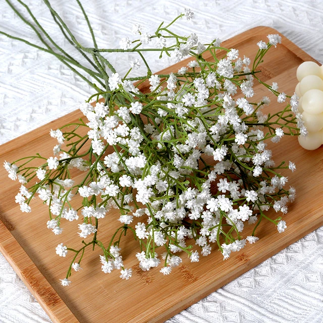 90 têtes 52cm fleurs artificielles blanches mariage bricolage Bouquet décoration Arrangement plastique bébés souffle fausse fleur décor à la maison 1