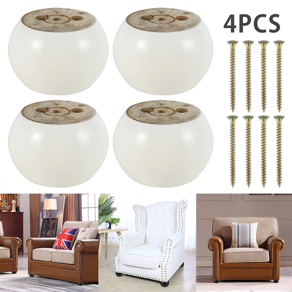4pcs Wooden Solid Furniture Feet Replacement Sofa Legs Universal for Furniture Couch Chair Furniture Leg Set Accessories