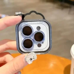 Purple Orange Diamond Camera Lens Protector - Stylish Glass Accessory - 17 (2PCS) (Dark Blue)