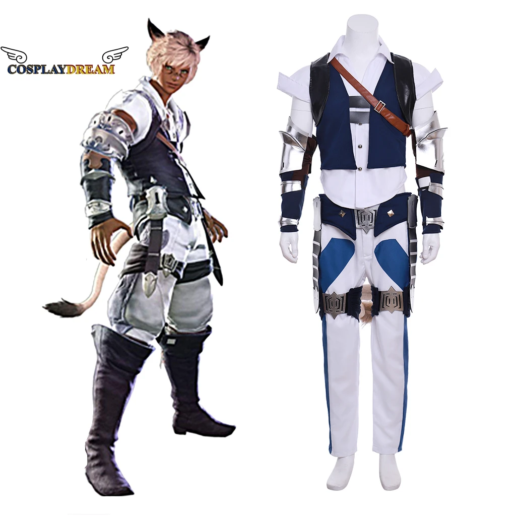 

Game Final Fantasy FF14 Miqote Cosplay Costume Adult Men Halloween Suit Outfit Miqote Cosplay Outfit Custom Made