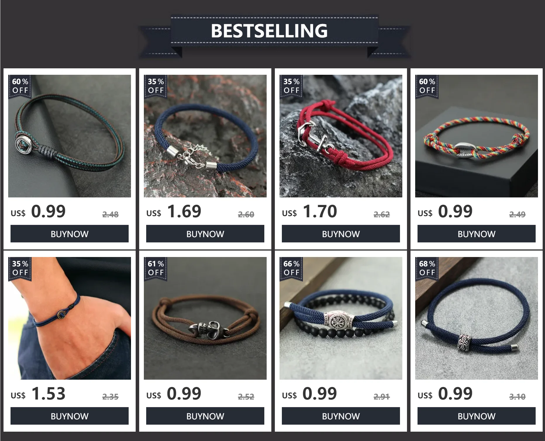 Einfache Art dünne Seil Armband Männer handgemachte Weaven Wikinger Braslet Freizeit Pulsira Geschenke für Freund winzigen Armband für Hombre – Detail 1