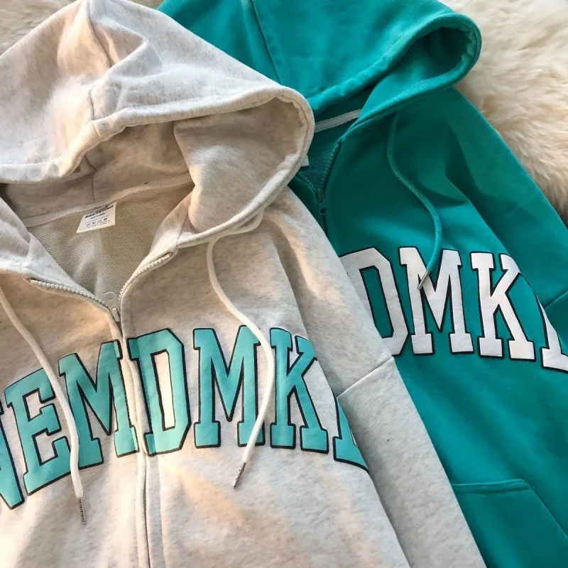 Y2k Letter Print Kpop Kawaii Hoodies Clothes Women Japanese Oversized Large Size Long Sleeve Top Gothic Aesthetic Sweatshirts