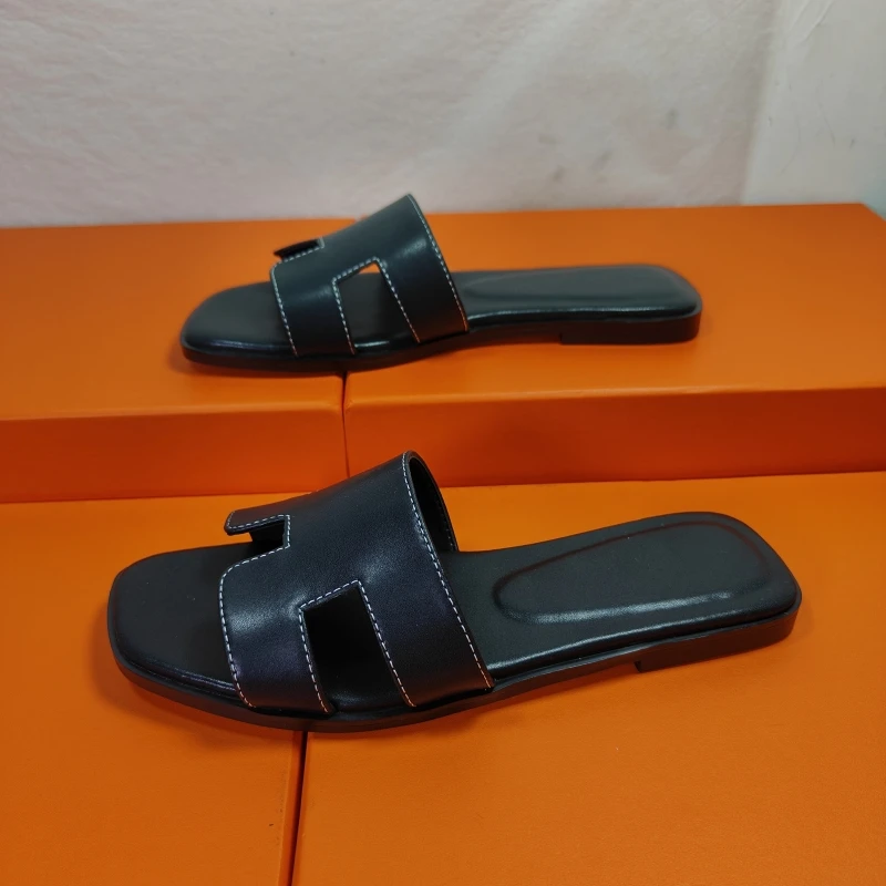 With box Free shipping designer sandals for women slides sliders claquette slippers triple black white ladies beach sandal leath