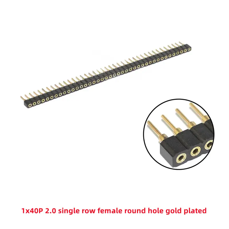 5 Pcs Round Hole Pin Header 2.0MM/2.54MM Pitch Row Female/Male, Single Row 1x40P Row 2x40P Double Row Pin Round Pin Gold Plated image 13