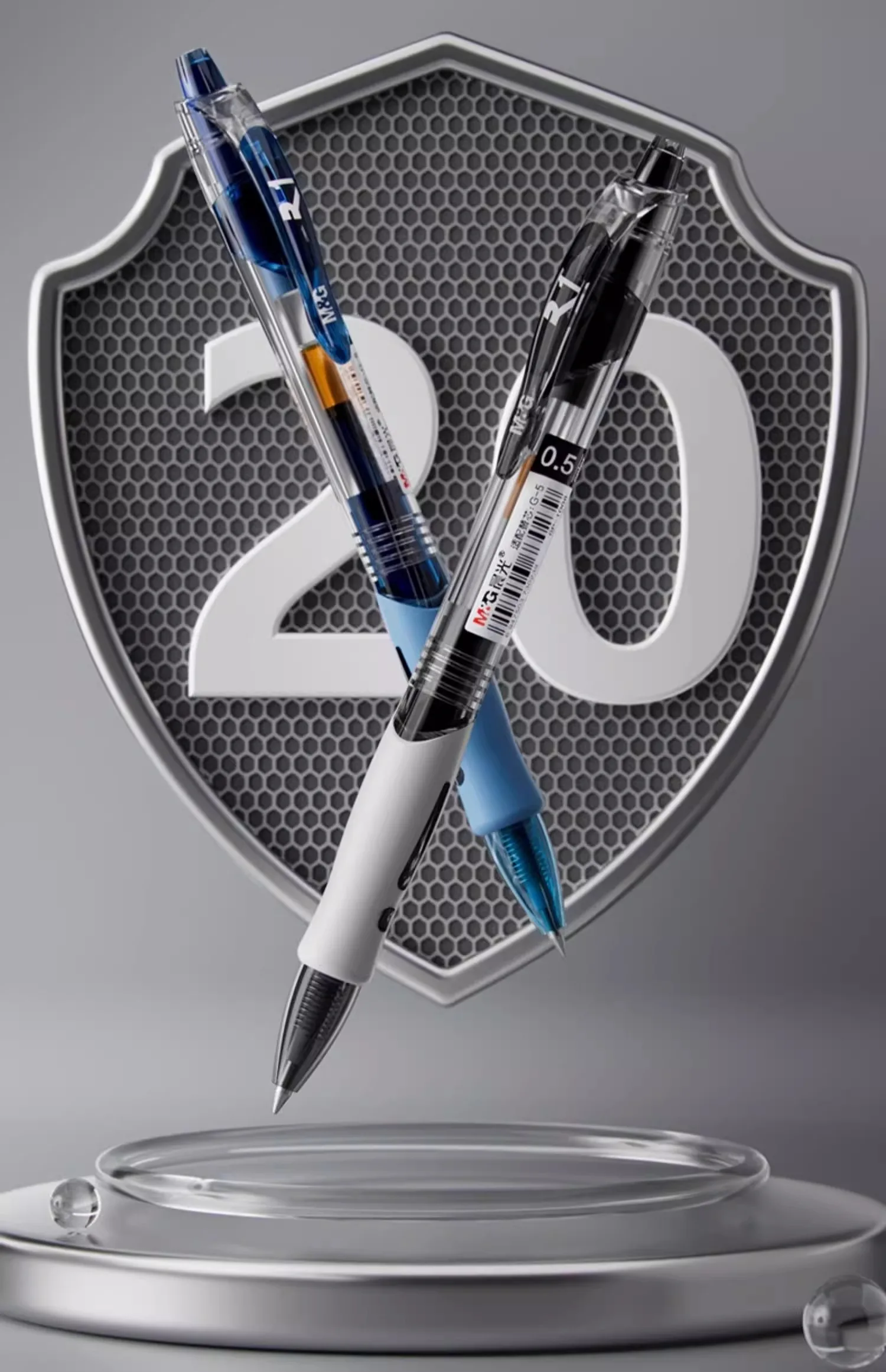 M&G Push-Up-Gelstifte, 0,5 mm, Schwarz/Blau/Rot, weicher Griff, nachfüllbar, geeignet für Studenten und Büromaterial – Detail 5