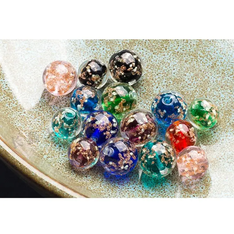 20 Pcs Fluorescent Glass Beads Big Hole Charms DIY Round Glass Beads